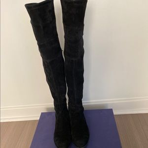 Stuart Weizmann Lowland Black Suede Boots Size 6.5